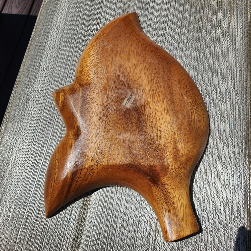 Vintage Monkey Pod Wood Leaf-Shaped Serving Tray - Picture 6 of 12